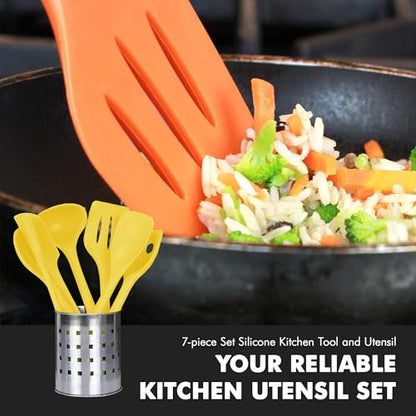 Chef Craft Premium Silicone Kitchen Tool and Utensil Set, 7 Piece, Yellow - color: Yellow, size: 7 Piece Set