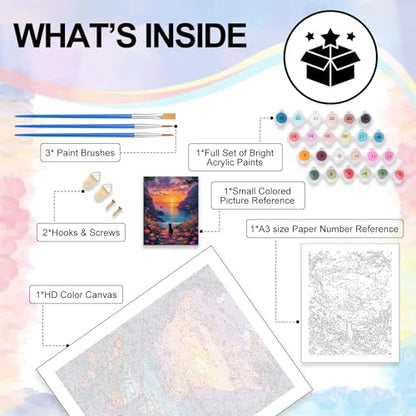 Sunset Paint by Numbers Kit for Adults Beginner Without Frame 16x20 IN - color: YOPNF08