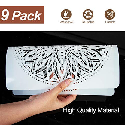 Eunvabir 9 Pack 12x12'' Mandala Stencils for Painting on Wood, Floor, Wall, Tile Fabric, Reusable Furniture Stencils Painting Template
