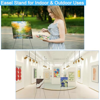 3 Pack Easel Stand for Sign, Display & Poster 63" Black Portable Metal Painting Easels Adjustable Art Easel Tripod Collapsible Floor Easel for Display Show, Arts,Crafts,Painting, - style: Black