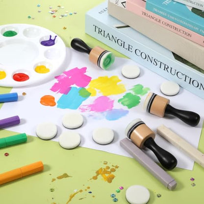 26 Pack Mini Ink Blending Tool Set, 2 Round Mini Applicator Tools and 24 Replacement Foam Pads Daubers for Crafting Scrapbooking Painting Drawing Art Supplies Handle Embossing Stencils