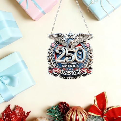 ARPADAMO Hanging Ornament Diamond Art Kits for Adults Eagle 6.9x7.2in | 5D Patriotic DIY Special Shaped Crystal US 250th Anniversary July 4 Diamond Painting Kit,Window Hanging Gift for Home Garden - color: DP03978