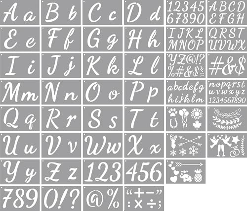 45Pcs Letter Stencils Set, 4 & 2 Inch Reusable PET Painting Stencils