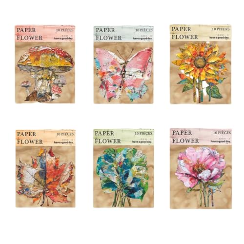60 Pcs Vintage Hard Cardstock Style Stickers for Junk Journaling - color: Paper Flower