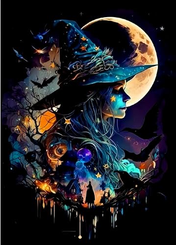 Witch Moon Diamond Art Painting Kits for Adults Beginners 12x16 Inch - color: YZ-88-01