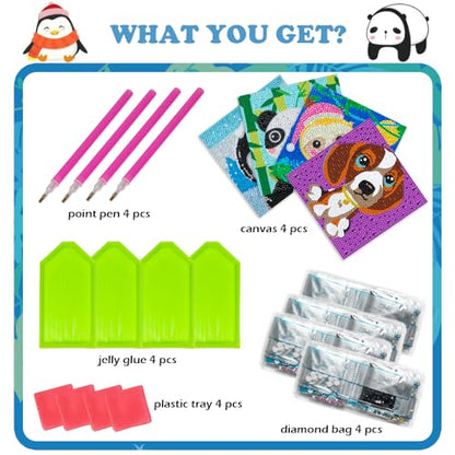 Labeol Diamond Art Kits for Kids Crafts for Girls Ages 6-8-10-12 Easy to DIY Creative Diamond Art Sticker Craft by Numbers Kits for Kids and Adult Beginners (4 Pack Chic) - style: 4 pack Chic