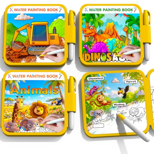 ZHOC Reusable Water Painting Books for Kids – 3 Pack Magic Water Reveal Coloring Books with Water Pens (Dinosaur, Cars & Animals) No-Mess Coloring Book Fun Travel Activity for Ages 3 4 5 6 7 8 - color: Dinosaur, Cars & Animals