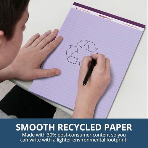 Roaring Spring Enviroshades Recycled Orchid Legal Pads, Case of 72 Pads, 8.5" x 11" 50 sheets of Legal ruled 15# Recycled Purple Paper Per Pad, Proudly made in USA!, Micro-Perforated - color: Orchid, style: 36 Pack