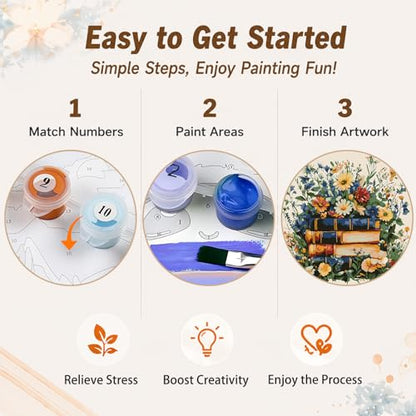AUKELHJ Framed Paint by Numbers Kit for Adults, Book, 10x10 inch - color: 13-Book