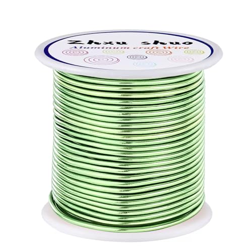 12 Gauge(2mm) Aluminum Wire 35 Yards Anodized Metal Wire for Bonsai Armature Crafting Sculpting Jewelry Craft Making Beading Floral (Light Green, 12 Gauge) - color: Light Green