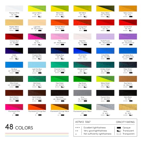 MEEDEN Beginners Acrylic Paint Set: 48 Colors 12ml/0.41 fl oz | Heavy Body Starter Set - Non-Toxic Rich Pigments Art Paint for Adults Hobbists Painting on Canvas Wood Fabric Craft - color: 48 Colors