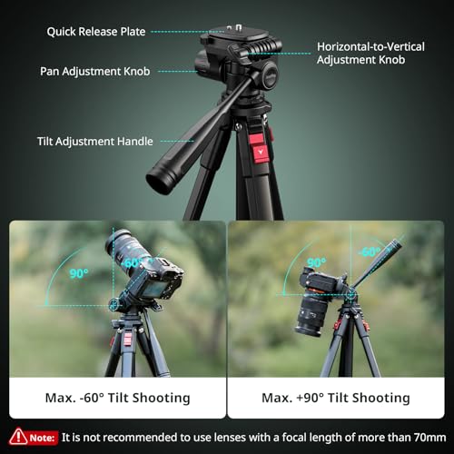 SmallRig Aluminum Camera Tripod Stand AP-30, 67.7" Travel Tripod with Phone Clip & Carry Bag, Portable Tripods with Quick-Flip Lock Legs, for Live Streaming and Vlogging, Max Load 11lb - style: AP-30