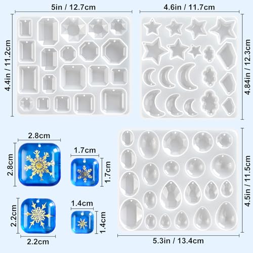Resin Earring Molds, Set of 3 Earring Casting Molds Gem Style - color: 3PCS Geometric Pendant Molds