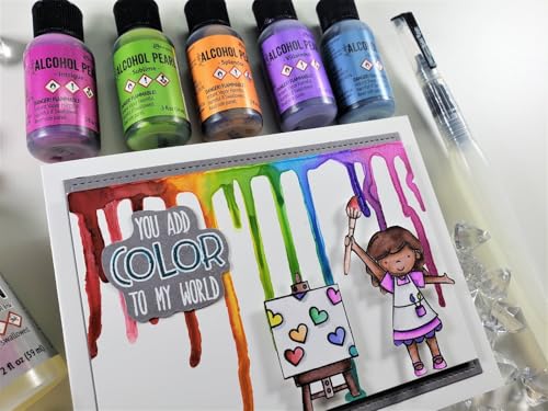 Ranger Tim Holtz Alcohol Pearls Bundle – 12 Pearlescent Alcohol Inks with 2oz Blending Solution & 10 Detail Sticks | Permanent Fast-Drying Pigment Ink Set for Resin, YUPO & Mixed Media Art
