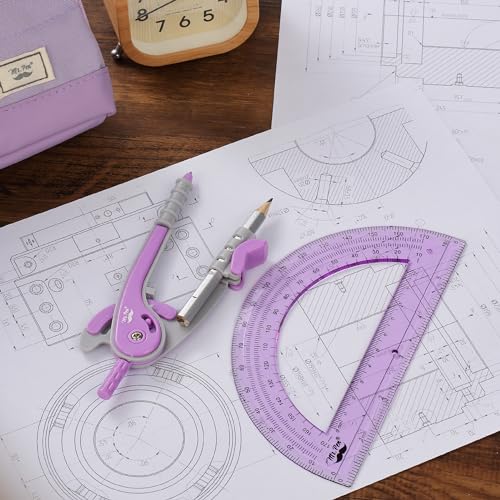 Mr. Pen- Geometry Compass and Protractor Set, 6 Inch Compass - color: Purple, size: 1 Set
