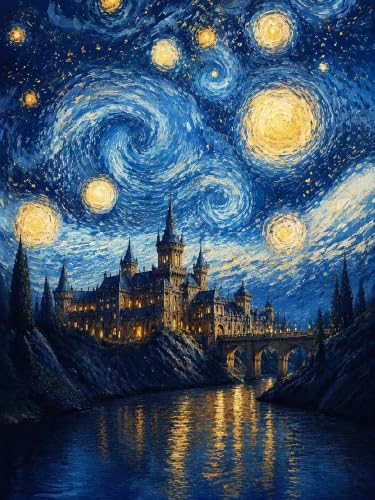 PINFFSHU Starry Night Diamond Painting Kits for Adult Beginners - color: blue