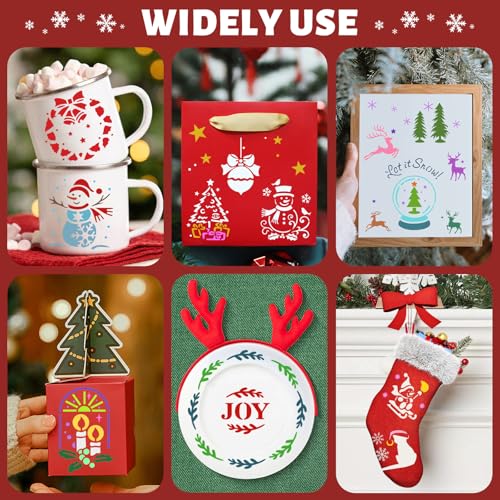 72 PCS 3x3 Inch Christmas Stencils for Painting - Snowflake Santa Claus Christmas Tree Reusable Christmas Painting Templates on Wood, Glass, Fabric, Window Door Decor DIY Decoration - style: 72PCS Christmas