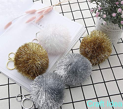 YYCRAFT 12 pcs Jumbo Glitter Tinsel Pom Poms Sparkle Balls for DIY Craft,Cat Toys(2 Inch,12 Colors) - color: 12 Pcs