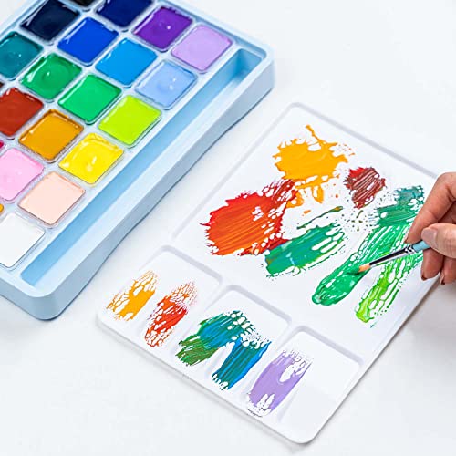 HIMI Gouache Paints set with 3 Paint Brushes, 24 Colors, 30g, Jelly Cup Design, Non Toxic Paint for Canvas and Paper, Art Supplies for Professionals (Ice Blue Case) - color: Ice Blue