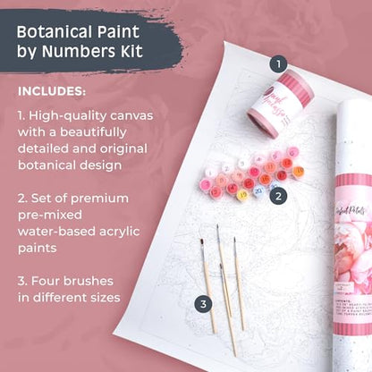 Pink Picasso Paint by Number Kit, for Adults & Teens,16x20, Perfect Petals | Botanical Floral Collection, Acrylic Paints and Brushes included, Pre-printed high quality canvas, DIY art kit, Gift-ready - color: Perfect Petals