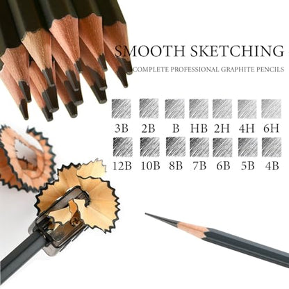 Sketch Pencils Set for Drawing, 14 Pack Graphite, for Art, Pencil kit for Sketching, Shading, Artist Pencils for Beginners Pro Artists