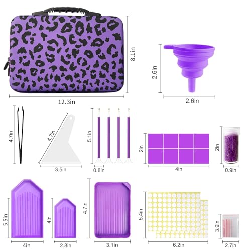 CAIOVSE Diamond Painting Storage Containers,60 Slots Diamond Art Case - color: Leopard Print, size: 60 jars