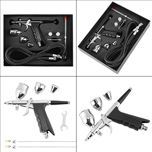 Airbrush Kit with Dual Action Feed, 0.3 & 0.8mm Needles, 2cc Fluid Cup, Multi-Purpose for Nail Art, Makeup, Model Painting, Tattoo
