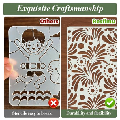 Texture Stencils for Crafts Reusable 16Pcs Stencils(8.6X4.1 Inch) - color: Texture 23