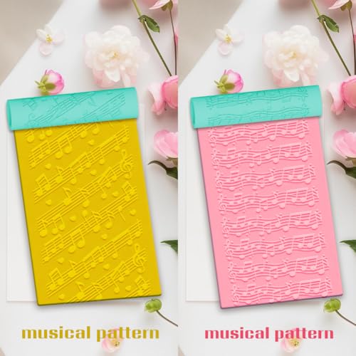 ACRNIGHEET 5 Pcs Polymer Clay Texture Roller, Musical Notes Themed Embossing Rollers Pottery Stamp, Like Texture Sheets Work with Polymer Clay Cutters, Clays Jewelry Making Kit with Storage Box - color: Musical Notes