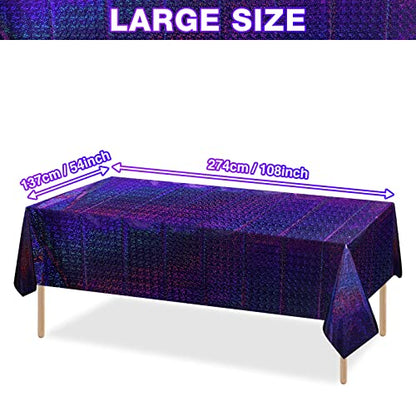 4 Pack Iridescent Purple Plastic Tablecloths Shiny Disposable Laser Rectangle Table Covers Holographic Foil Tablecloth Iridescent Kpop Birthday Bridal Wedding Party Decoration, 54"x108" - color: Purple