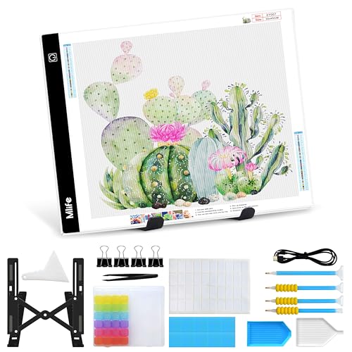 Mlife A4 Light Board Kits for Diamond Painting, Diamond Art Kits for Adults with Diamond Art Painting Accessories, USB Powered Adjustable Brightness Light Box with Diamond Art Tools for Adult - style: A4 Kits