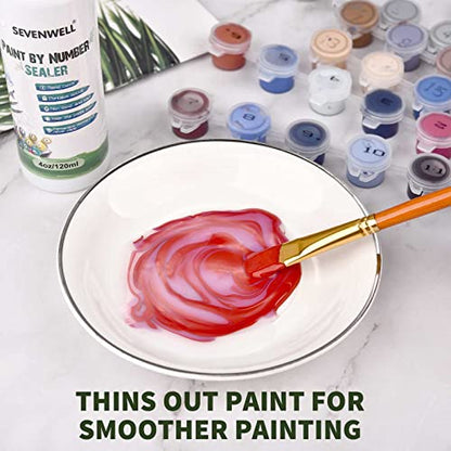 Acrylic Paint Sealer for Paint by Numbers, Clear Gloss Varnish | Protects Finished Artwork, Crystal Clear Gloss, Fast Drying, Water-Based, Low Odor, Canvas, Wood & Clay
