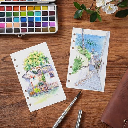 Fuumuui Watercolor Sketchbook Paper Refill - 20 Sheets 140 LB (300 GSM) Cold Pressed, Acid-Free Cotton Paper for Painting, Drawing, Art Journaling, Sketchbook As Travel Notebook - 4 x 6.5 inches - size: 4 x 6.5 inches