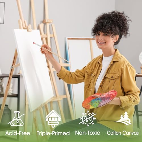 FUMILE Stretched Canvas for Painting 12x12, 12 Pack Square Canvases for Painting-5/8 in Profile Primed White Blank Painting Canvas Value Pack for Oil & Acrylic Paint - size: 12x12 in