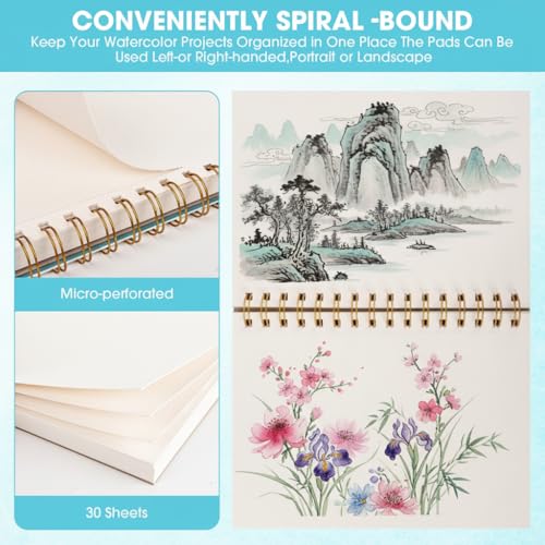 HONIBRA Watercolor Paper Pad 4"×6", 30 Sheets 140lb/300g Cold Press Book - size: 4”×6“