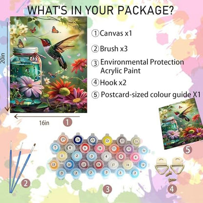 Arttoplus Hummingbird Paint by Numbers Kit for Adults Beginner 16x20 inch - color: MT21175-US