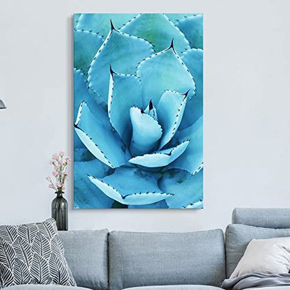 wall26 Canvas Wall Art - Closeup of a Blue Succulent Plant with Spikes - Giclee Print Gallery Wrap Modern Home Art Ready to Hang - 12x18 inches - color: Artwork - 04, size: 18"L x 12"W