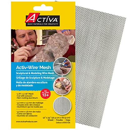 Activa Activ-Wire Small Weave Mesh Sheet, 12-in x 24-in | Oven-Safe & Perfect for Sculptural Support, Arts & Crafts
