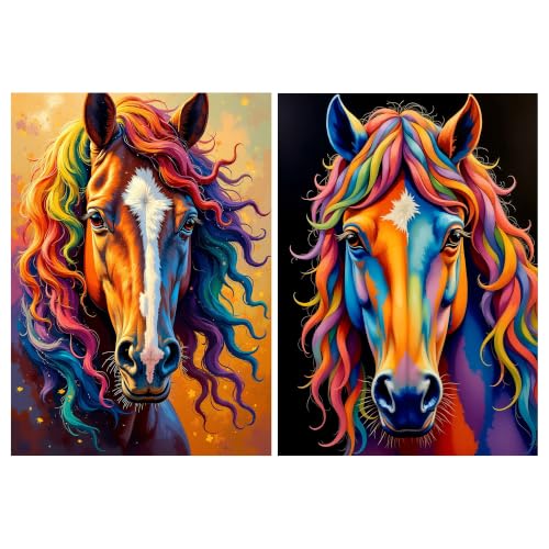 YOYA 2 Pack 5D Horse Diamond Art Kits for Adults 12x16 Inch - color: Horse 035