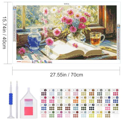 YOYA Large Diamond Art Kits for Adults, Flowers, 27.5 x 15.7 Inch - color: Flowers 017