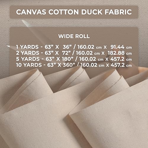 10oz Canvas Fabric | Cotton Duck | Heavy | Natural 10oz | 63'' Wide | Arts & Crafts, Backings, Covers, Placemats (1 Yard) - size: 1 yard pre cut