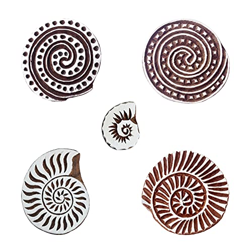 Royal Kraft Spiral Wooden Printing Stamps (Set of 5) - DIY Henna Fabric Textile Paper Clay Pottery Blocks Htag2230 - color: Htag2230