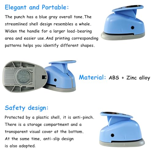 Circle Punch, Blue Paper Punch,5 Sizes Creative Circle Hole Punch Cutters for Paper Crafts, Cardstock, Gift Wrapping, Scrapbook Tools Cards,Arts Fun Projects,Like Christmas and Birthday Gifts,etc.