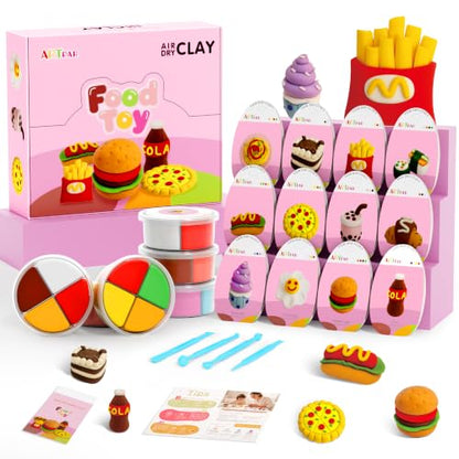 ARTPAR Air Dry Clay for Kids,12 Mini Food Modeling Magic Clay Sculpting Kit - color: Colorful Food Kit