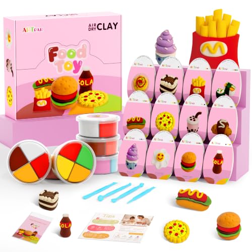 ARTPAR Air Dry Clay for Kids,12 Mini Food Modeling Magic Clay Sculpting Kit - color: Colorful Food Kit