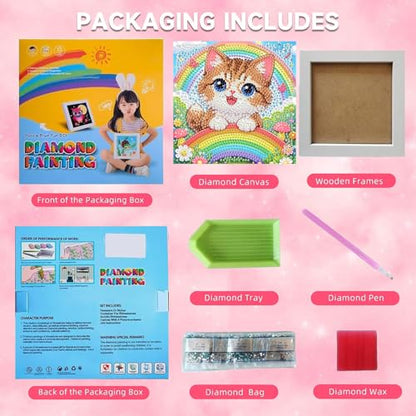 Arttoplus Cat Diamond Art Painting Kits for Kids with Frame 7x7 inch - color: CC1070-US
