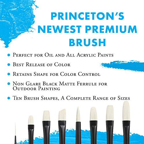 Princeton Artist Brush Aspen, Glare-Free Plein-Art Brush for Acrylic & Oil, Series 6500 Bright White Synthetic, Size 12 - color: Bright, size: Size 8