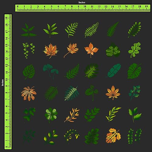 CrafTreat Reusable Geometric Stencil Set for Painting on Wood, Wall, Furniture, Canvas, Paper & Fabric – 12 Piece DIY Craft Paint Stencils 6x6 Inches - size: 36 Pcs - 3"X3", style: Small Tropical Leaves