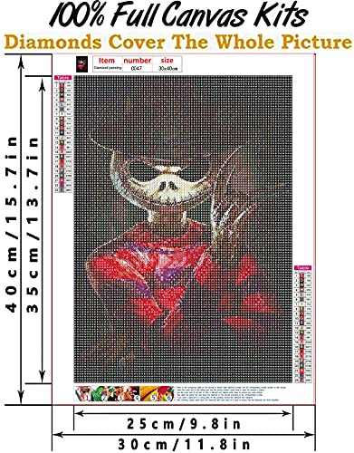 Bysincy 5D Full Drill Diamond Painting Kit, Jack Halloween Skull 12x16 Inch, DIY Diamond Painting by Number Kits Cross Stitch Rhinestone Embroidery Picture Arts Craft for Home Decor - color: Jack Skeleton