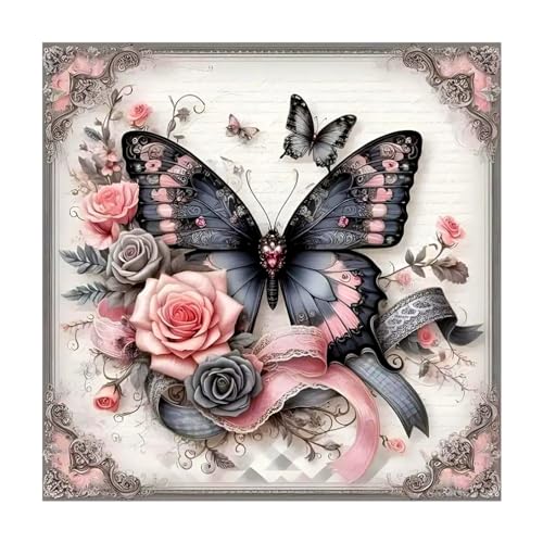 Aicomeon Diamond Art Kits for Adults Butterfly Diamond Painting Kits | 12x12 Inch Easy DIY for Beginners, Full Drill Round Dot Gem Art Mosaic Stress Relief Craft, Home Wall Decor Gifts - color: Butterfly